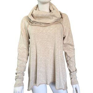 Free People Beach Cocoon Cowl Neck Pullover Womens M Beige Cotton Long Sleeve